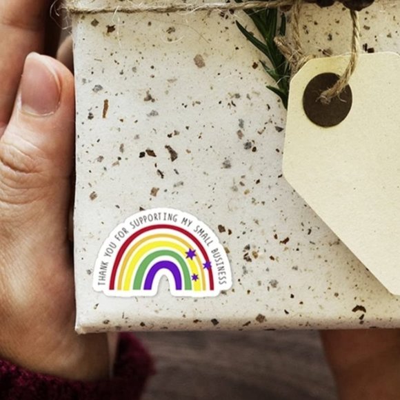 150 THANK YOU FOR SUPPORTING MY SMALL BUSINESS Rainbow Star Stickers 1" x 1.6" - Picture 5 of 7